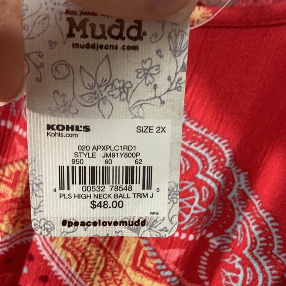 Mudd high neck pattern jumpsuit boho print lightweight 2X junior - Picture 15 of 16